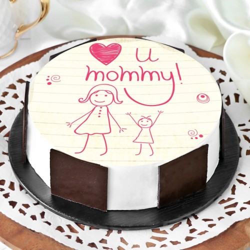 Love u Mom Photo Cake